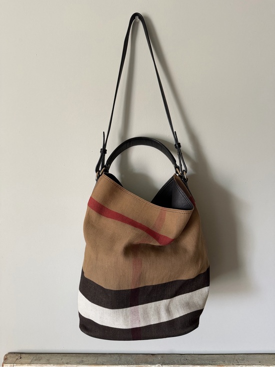 Burberry Handbags - Authentic Burberry Ashby hobo canvas black leather. Tags and dust bag.
